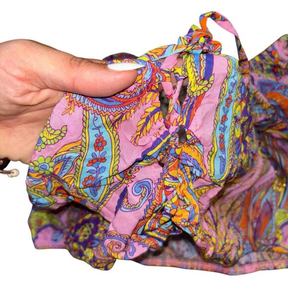 Luli Fama Bell Flounce Sleeve Milk Maid Crop Top Women’s M Renaissance Fairy - Picture 11 of 15